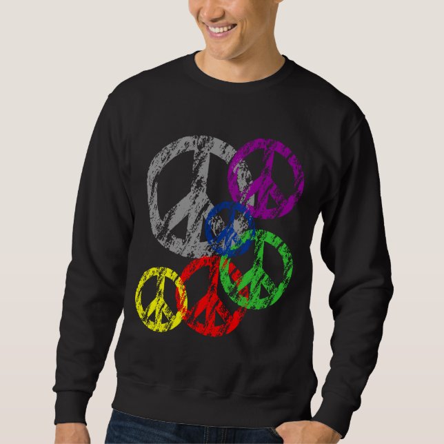 Sweatshirt Symbole de paix affligé par gris avec le (Devant)