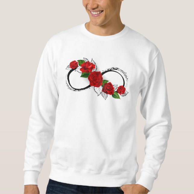 Sweatshirt Symbole d'infini avec des roses rouges (Devant)