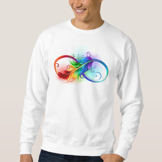 Sweatshirt Symbole d'infini avec plume arc-en-ciel (Devant)