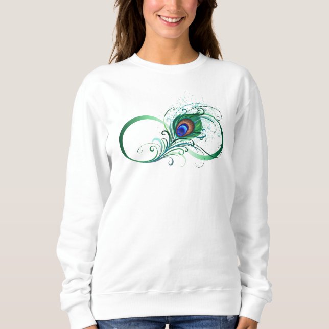 Sweatshirt Symbole d'infini avec plume de paon (Devant)