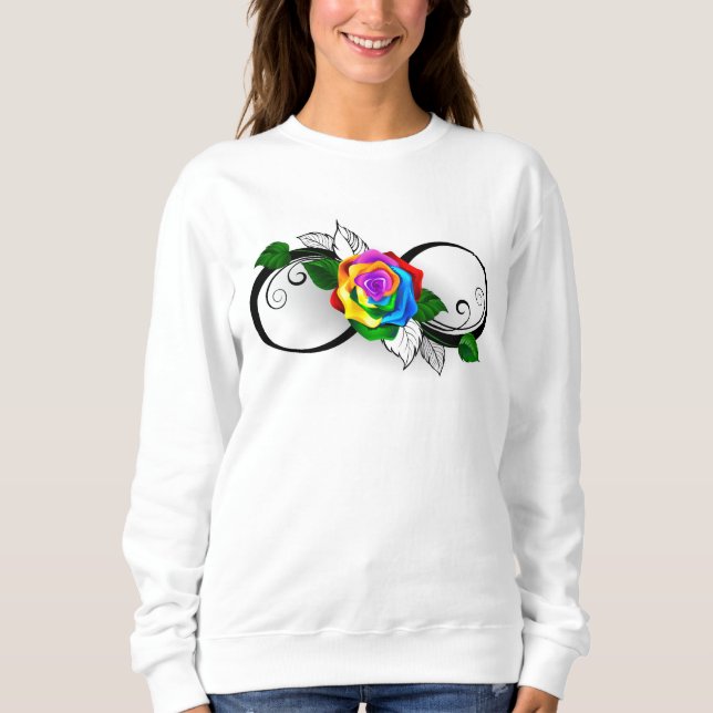 Sweatshirt Symbole d'infini avec Rose arc-en-ciel (Devant)