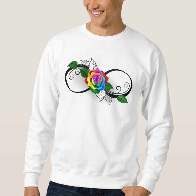 Sweatshirt Symbole d'infini avec Rose arc-en-ciel (Devant)