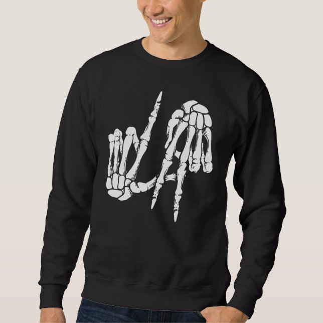 Sweatshirt SYMBOLE MAIN Freaky Los Angeles Squelette LA (Devant)