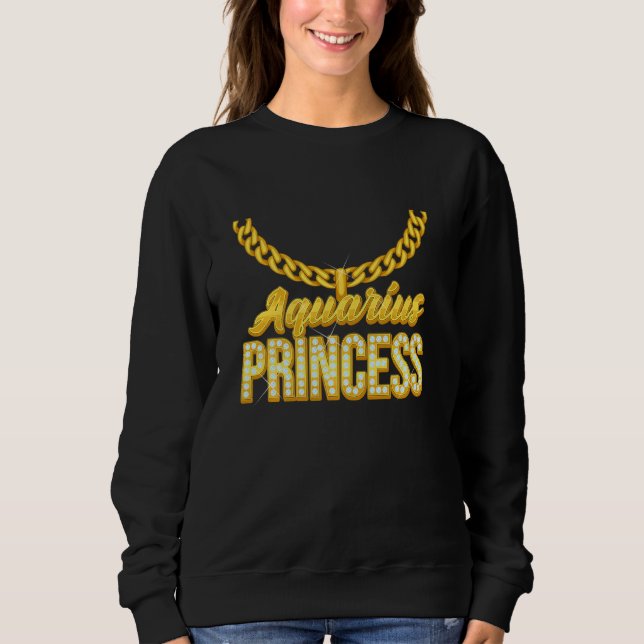 Sweatshirt Symbole Zodiaque Aquarius Princess Avec Chaîne Dor (Devant)