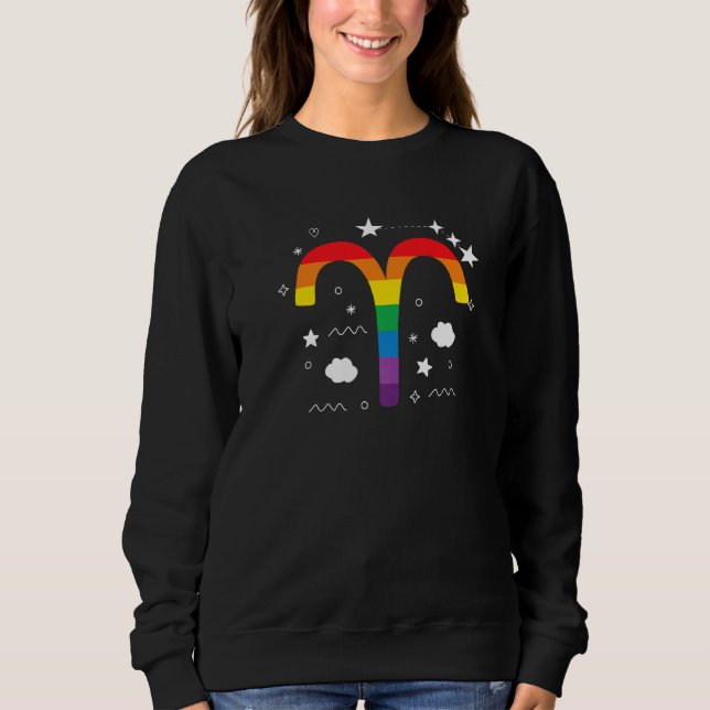 Sweatshirt SYMBOLE Zodiaque Fière Aries Horoscope Rainbo (Devant)