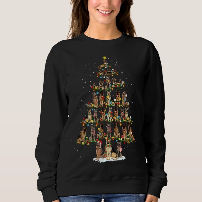 Sweatshirt Sympa German Shepherd chien Noël Arbre décoration  (Devant)