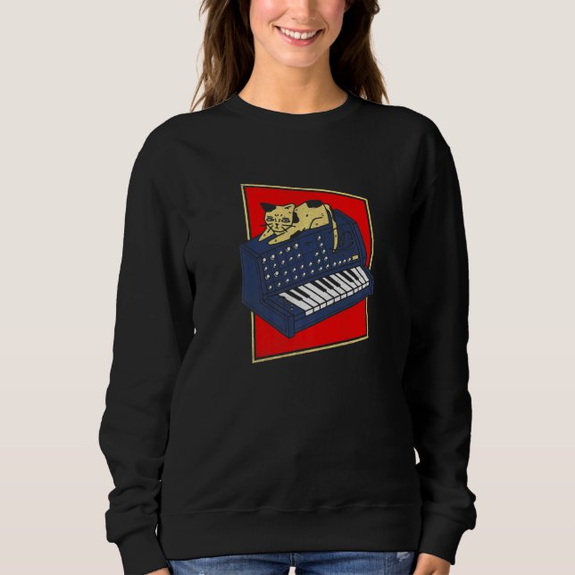Sweatshirt Synthétiseur Cat Analog Synth Producer Modulaire N (Devant)