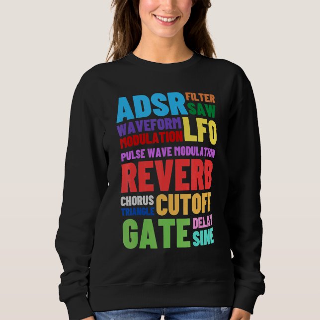 Sweatshirt Synthétiseur modulaire analogique Mots Techno Rave (Devant)