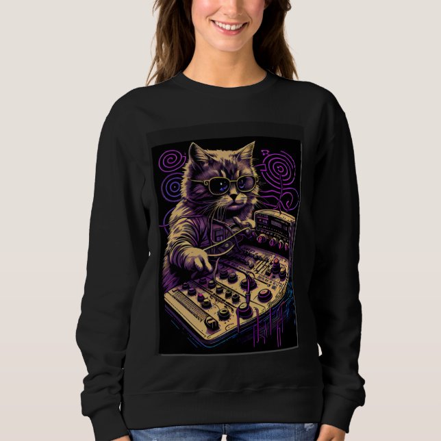 Sweatshirt Synthétiseur pour chat Synthétiseur analogique Mat (Devant)