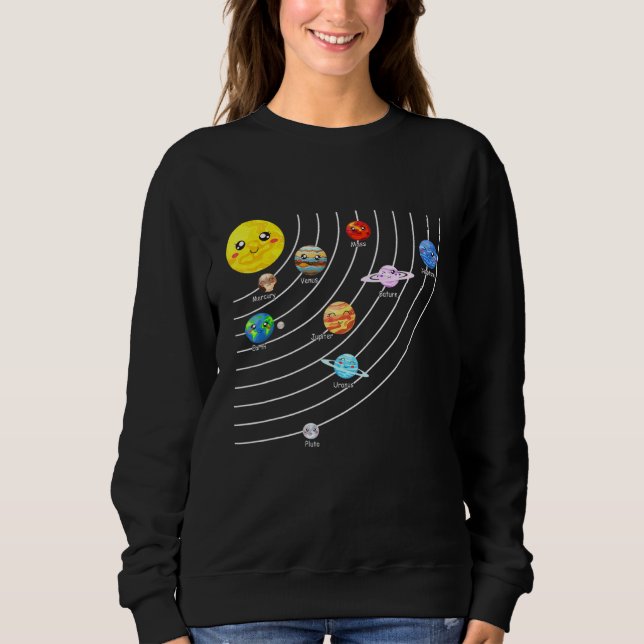 Sweatshirt Système solaire Colorful Tee Planètes spatiales ré (Devant)