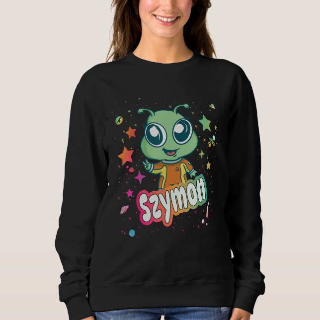 Sweatshirt SZYMON - Nom mignon du garçon avec Alien mignon (Devant)