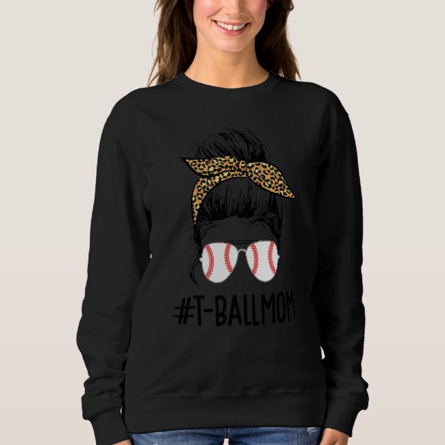 Sweatshirt T Ball Maman Vie Messager Bun Teeball Maman Softba (Devant)