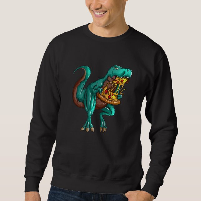 Sweatshirt T rex Fast Food  Tyrannosaurus Rex Eats Pizza Fan (Devant)