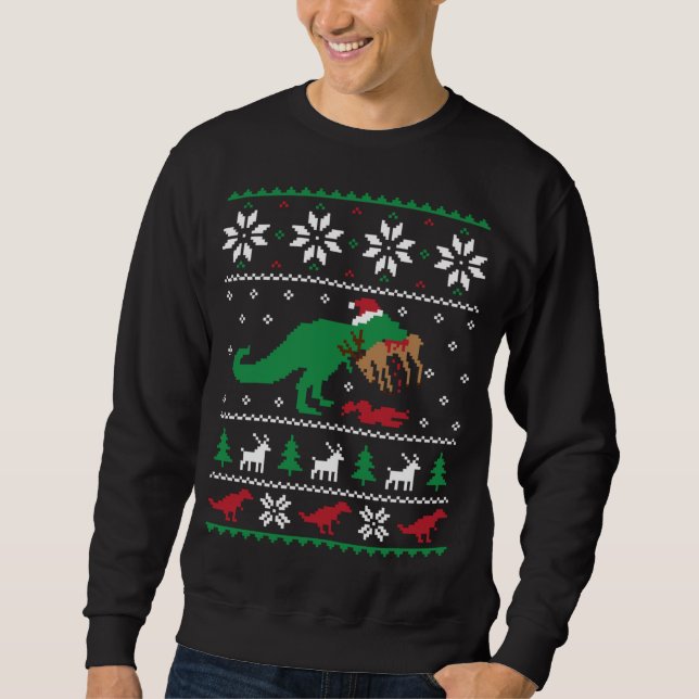 Sweatshirt T Rex Manger Rindeer Dinosaure Drôle Noël Ugl (Devant)