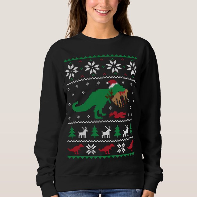 Sweatshirt T Rex Manger Rindeer Dinosaure Drôle Noël Ugl (Devant)