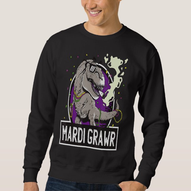 Sweatshirt T Rex Mardi Grawer Funny Mardi Gras T Rex Fumer C (Devant)