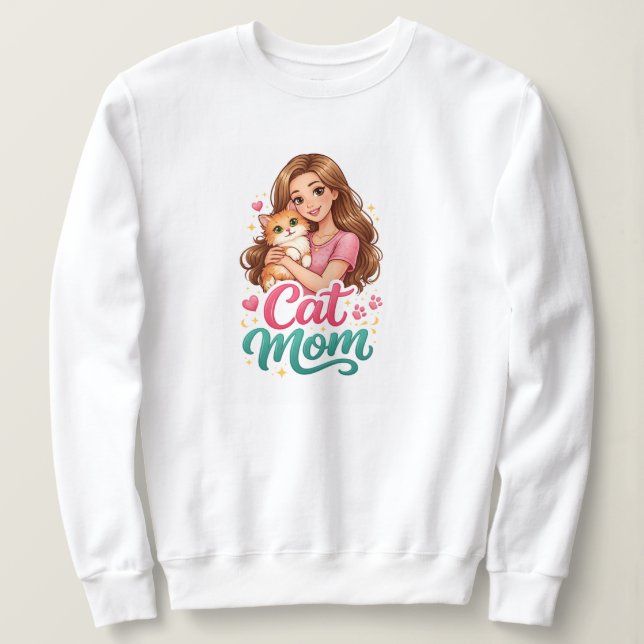 Sweatshirt T-shirt à manches longues pour maman de chat - Cad (Design devant)