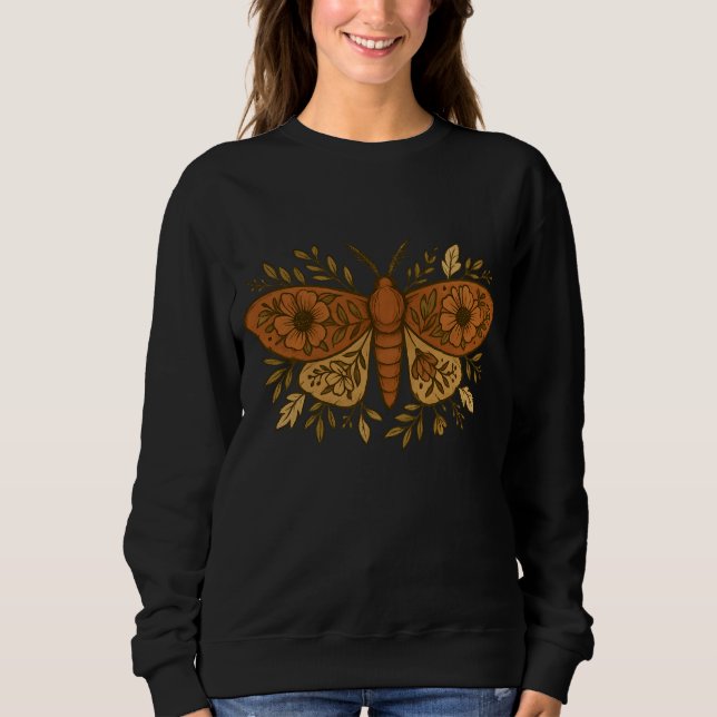 Sweatshirt T-shirt à papillon floral - Gothic Boho Witchy Tee (Devant)