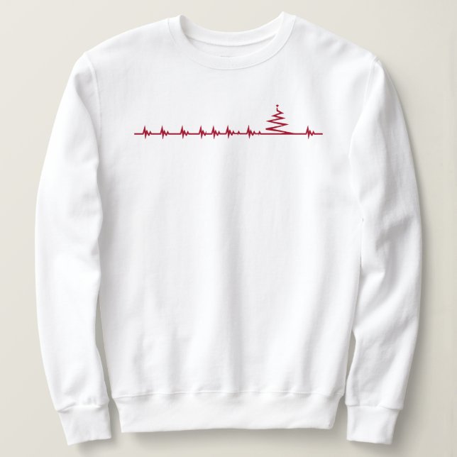 Sweatshirt T-shirt à rythme cardiaque de Noël (Design devant)