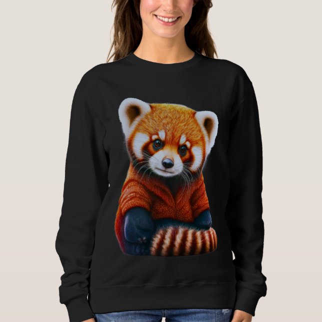 Sweatshirt T-shirt animal, Panda rouge (Devant)