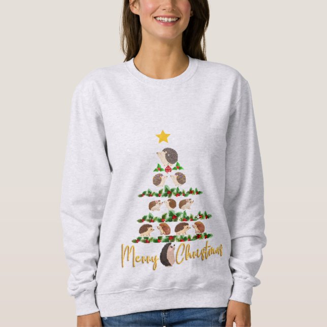 Sweatshirt T-shirt arbre de Noël de cochon de couverture (Devant)