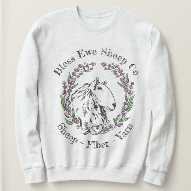 Sweatshirt T-shirt Bless Ewe Sheep Co - Lavender Sheep Logo (Design devant)