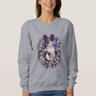 Sweatshirt T-Shirt bleu de Noël avec Santa