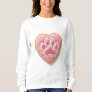 Sweatshirt T-shirt brodé chenille Dog Mom   Patte de cœur