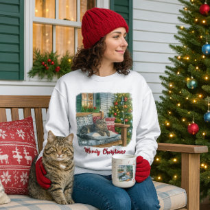 Sweatshirt T-shirt chat mignon et arbre de Noël