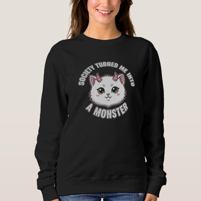 Sweatshirt T-shirt Chat Monstre de la Société (Devant)