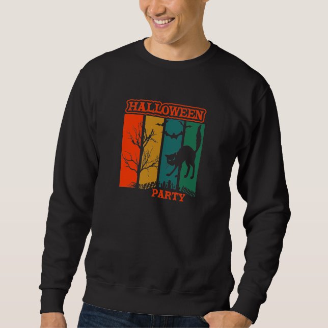 Sweatshirt T-shirt de la fête des chats d'Halloween (Devant)