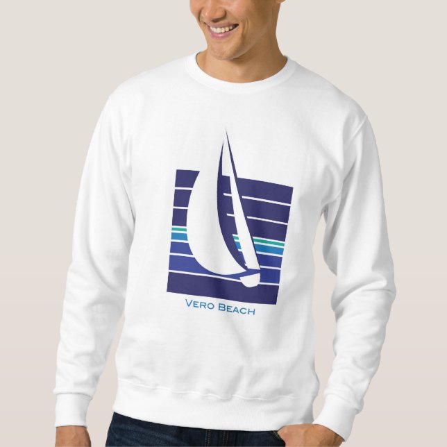 Sweatshirt T-shirt de plage de Square_Vero de bleus de bateau (Devant)