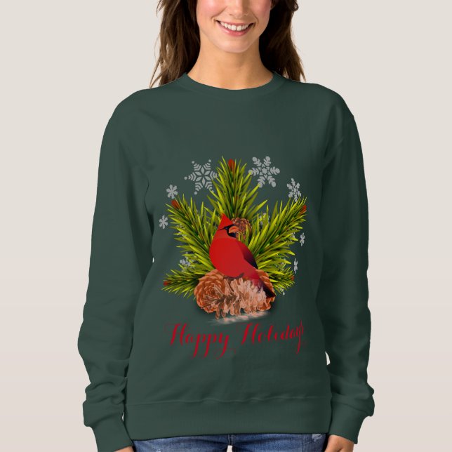 Sweatshirt T-Shirt de vacances Cardinal de Noël (Devant)