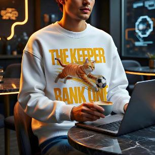 Sweatshirt T-shirt drôle de chat gardien de but de foot