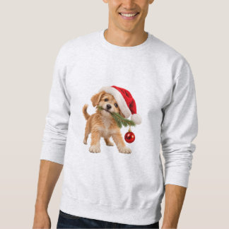 Sweatshirt T-shirt drôle de Noël avec un chiot Père Noël