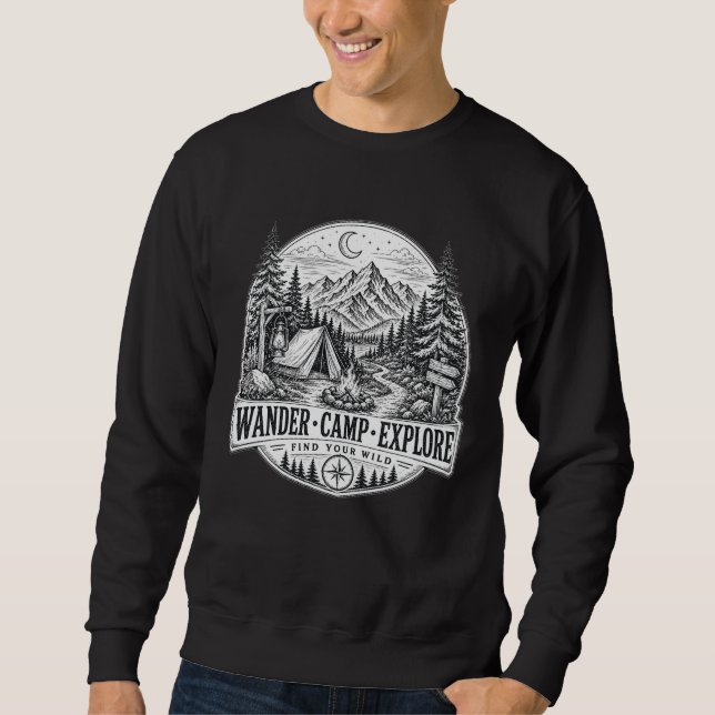 Sweatshirt T-shirt Explore Wander Camp (Devant)