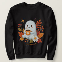 T-shirt fantôme mignon buvant du café - Cozy Vibes