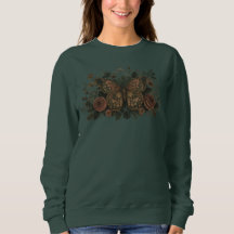 **T-Shirt Féminin Floral Papillon Botanique Vintag