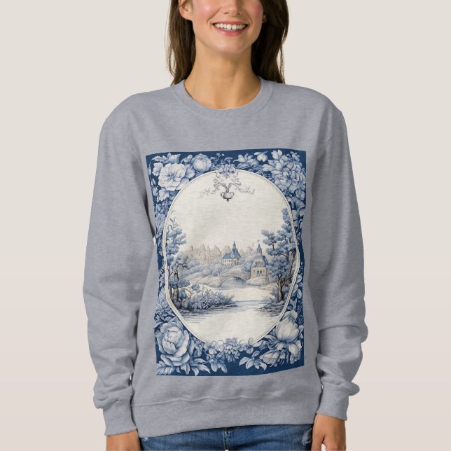 Sweatshirt T-shirt femme à motif floral français (Devant)