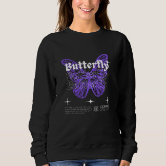 Sweatshirt T-shirt femme moderne violet papillon graphique