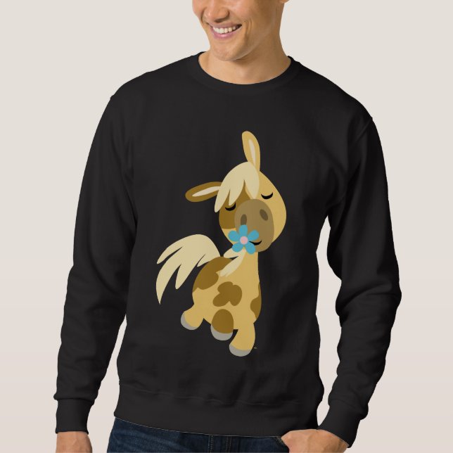 Sweatshirt T-shirt Fleur bleue et Pony (Devant)