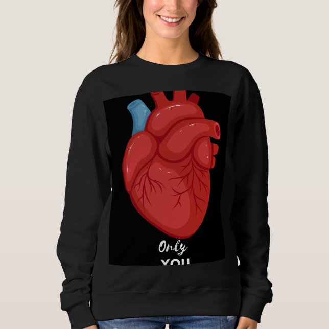 Sweatshirt T-Shirt Graphique à Cœur Noir | T-shirt esthétique (Devant)