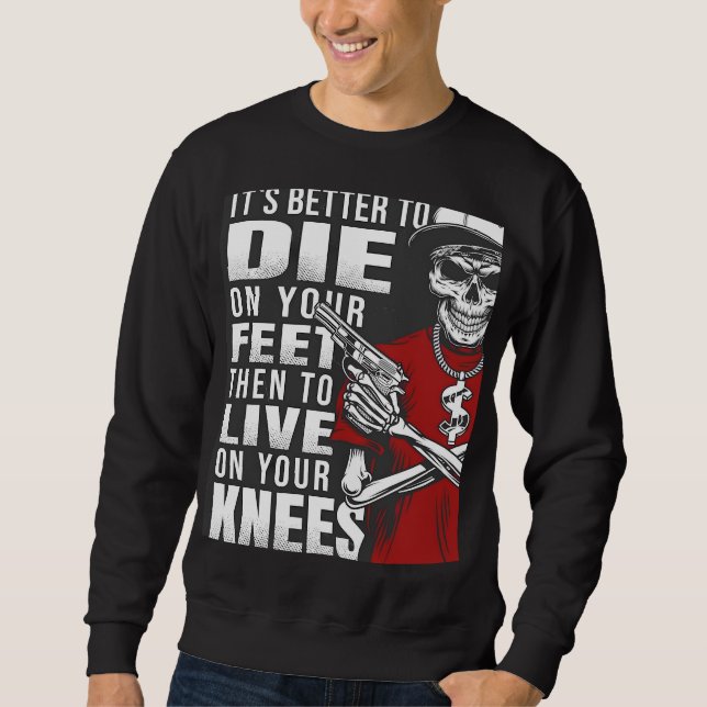 Sweatshirt T-shirt graphique squelette rebelle (Devant)