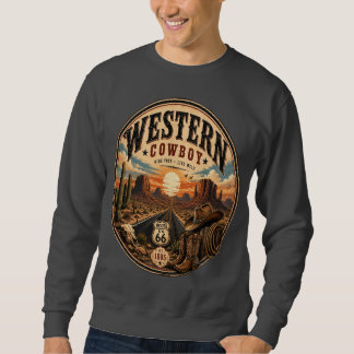 Sweatshirt T-Shirt graphique vintage Western Cowboy Route 66
