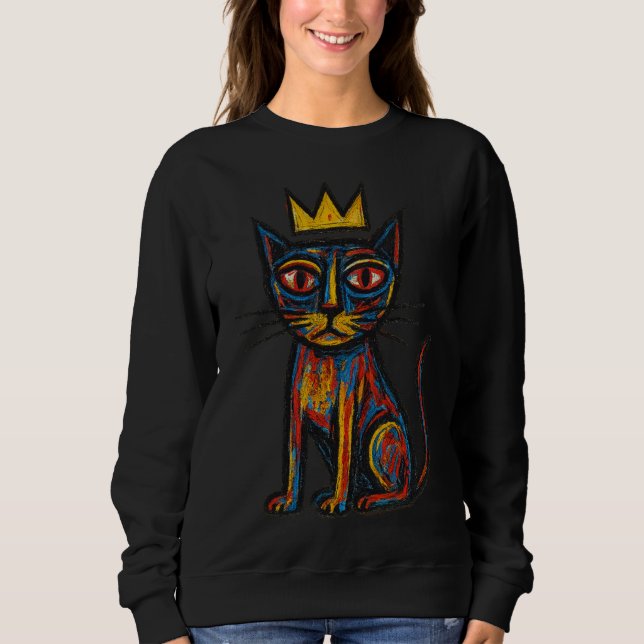 Sweatshirt T-shirt graphique Wild Crown Cat – Art abstrait de (Devant)