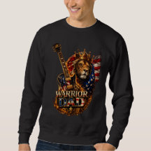 T-Shirt Guerrier Papa Lion Drapeau Américain Guita