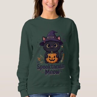 Sweatshirt T-shirt Halloween Chat Noir Mignon | Moi Spooktacu