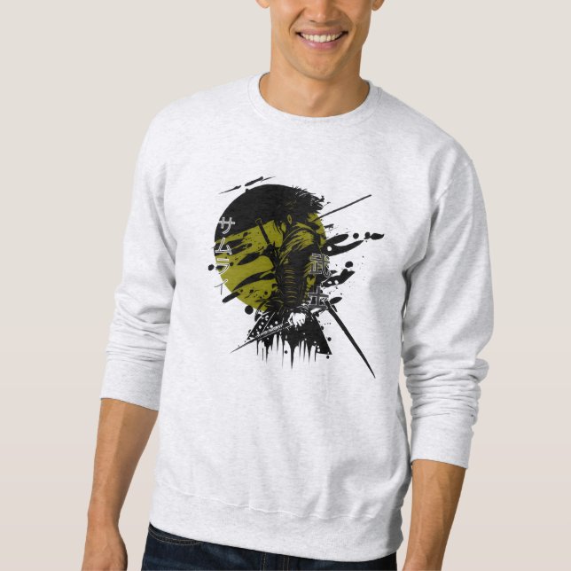 Sweatshirt T-shirt japonais d'art d'encre Samurai Warrior (Devant)