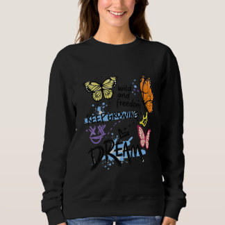 Sweatshirt T-shirt Keep Growing Dream Papillon Esthétique Y2K