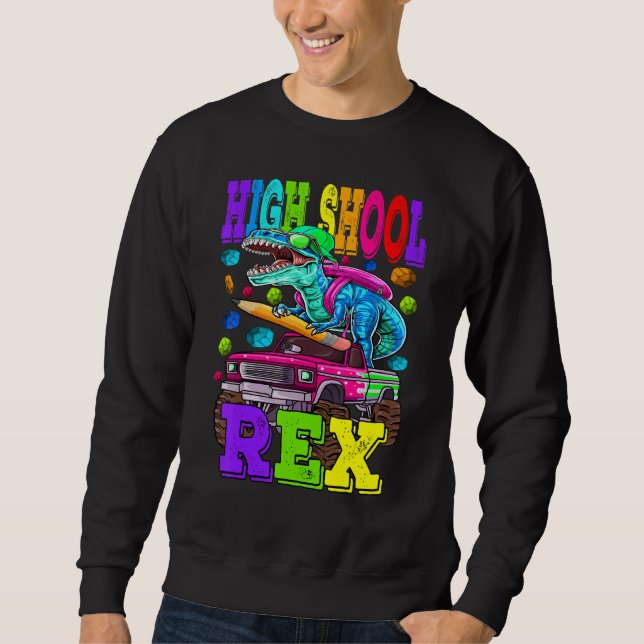 Sweatshirt T-shirt lycée Saurus Rex dinosaure rentrée scolair (Devant)